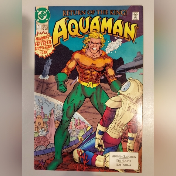 BUNDLE NIB 1996 BATMAN TOTAL JUSTICE AQUAMAN ACTION FIGURE 1991 AQUAMAN COMICS - Picture 8 of 15